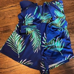 Blue Blush Floral Strapless Romper